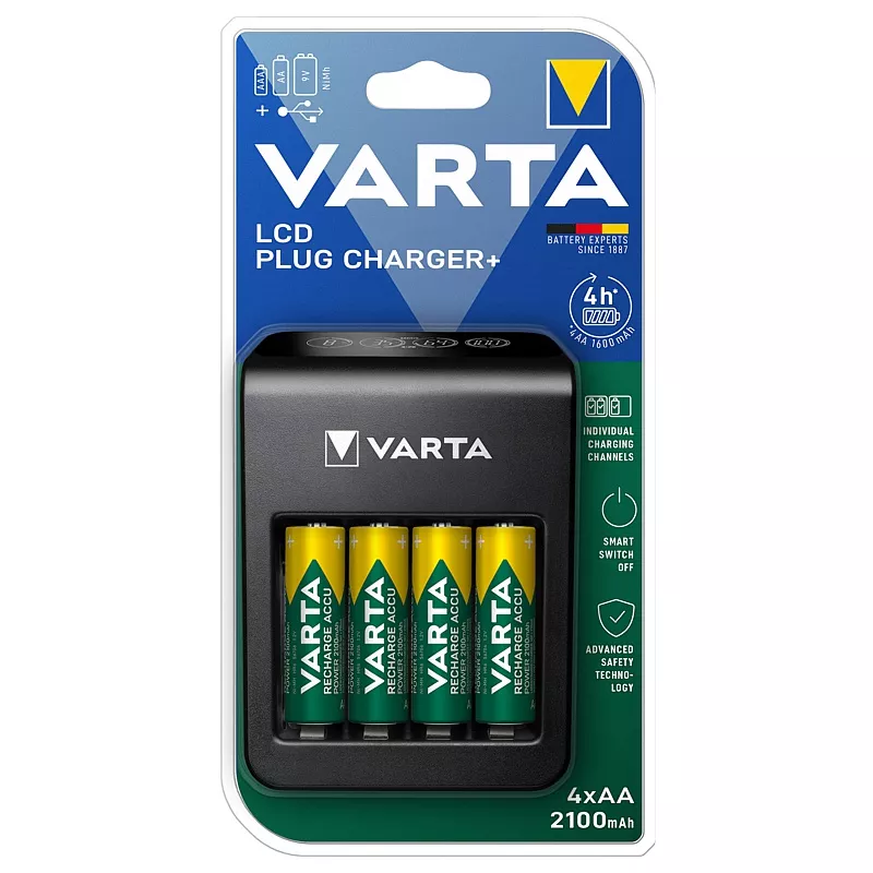 Ladeger�t VARTA LCD Plug Charger Plus inkl. 4x AA