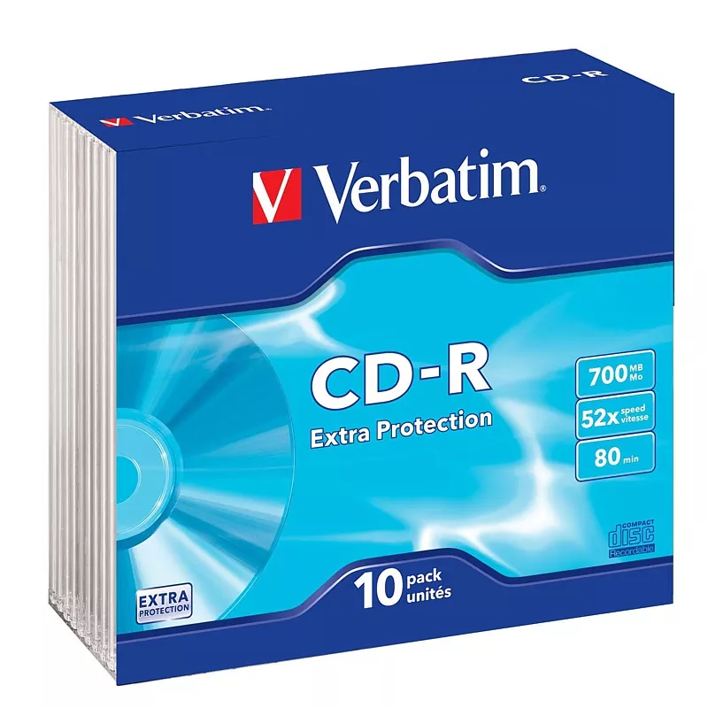 CD-R Verbatim, 0.7GB, 52x Speed, 80Min, Slim Case (10 St�ck)