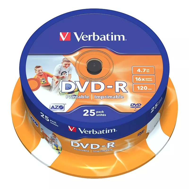 DVD-R Verbatim, 4.7GB, 16x Speed, Spindel (25 St�ck), bedruckbar