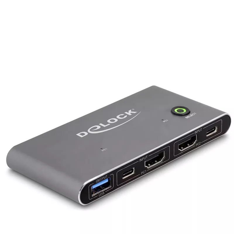 KVM Switch Delock, 2x HDMI/USB-C, 3x USB3