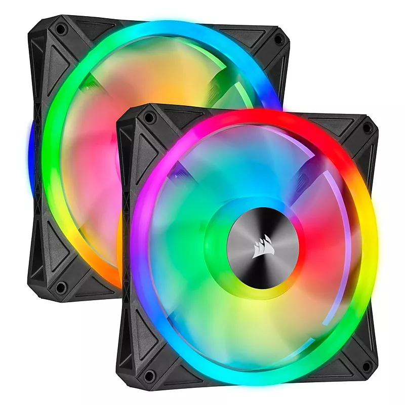 PC-L�fter, Corsair iCUE QL140 RGB PRO black, 2er Pack inkl. Lightning Node